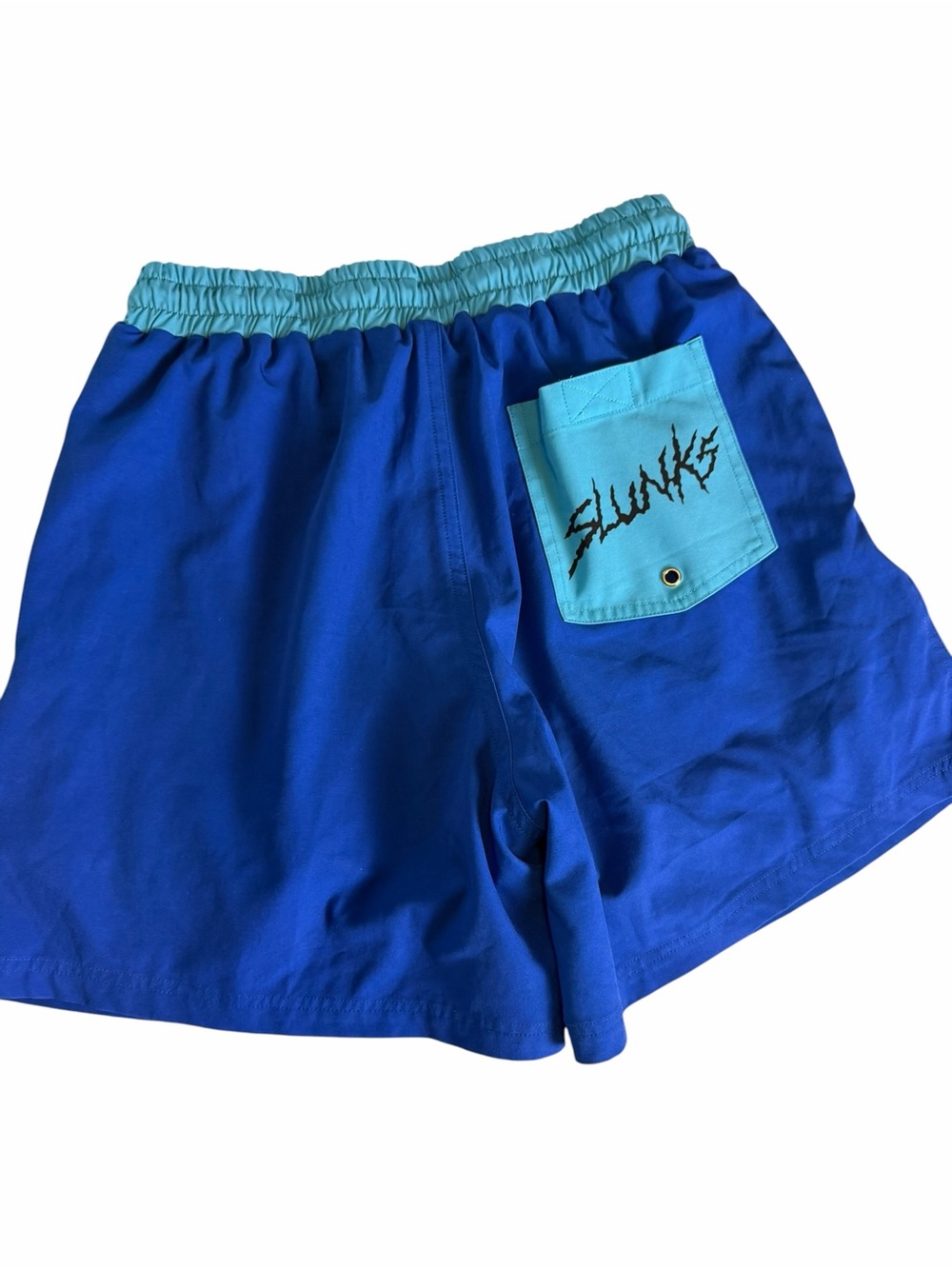 Slunks Beach Volleyball Swimwear Shorts Men's Size Small Performance Lined Blue - Picture 2 of 6